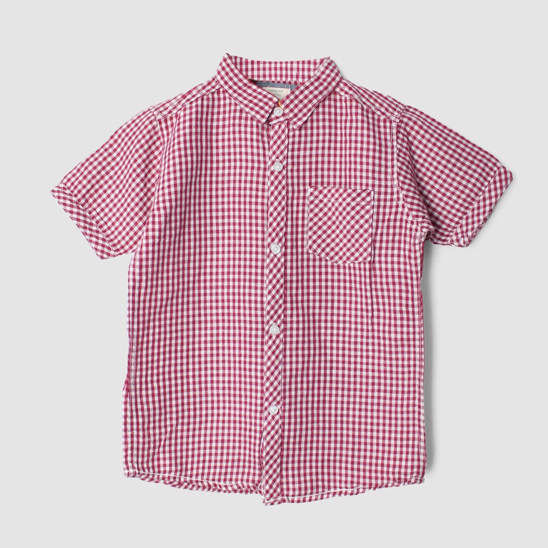 Dashing Maroon Themed Stylish Boys Casual Shirt Casual Shirt Iluvlittlepeople 9-12 Months Maroon Summer