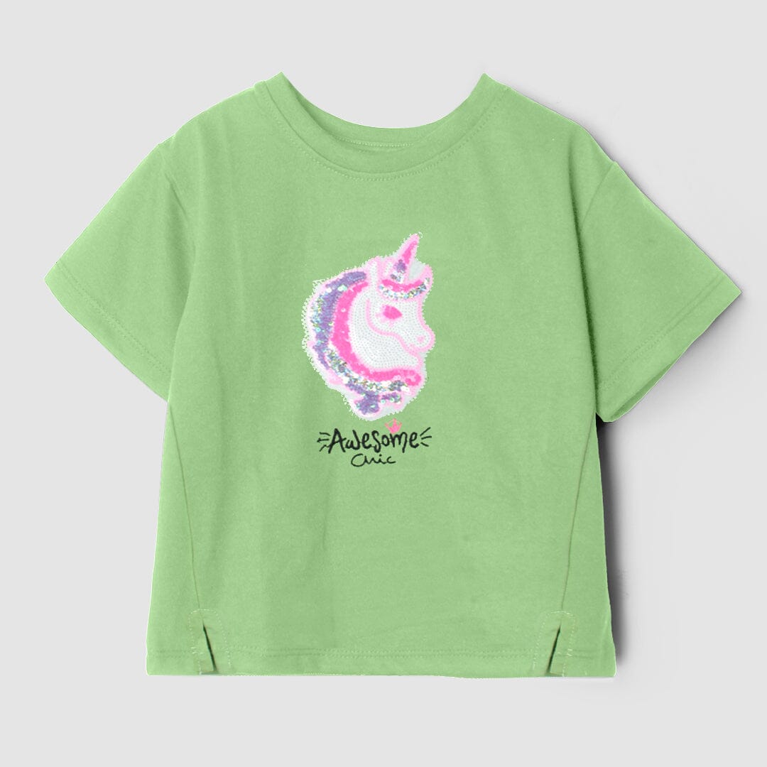 Delighted Green Themed Girls Drop Shoulder Shirt Drop Shoulder Iluvlittlepeople 3-4 Years Green Summer