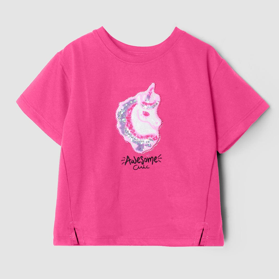 Dashing Pink Themed Girls Drop Shoulder Shirt Drop Shoulder Iluvlittlepeople 3-4 Years Pink Summer