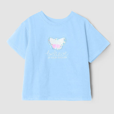 Stylish Blue Themed Girls Drop Shoulder Shirt Drop Shoulder Iluvlittlepeople 3-4 Years Blue Summer