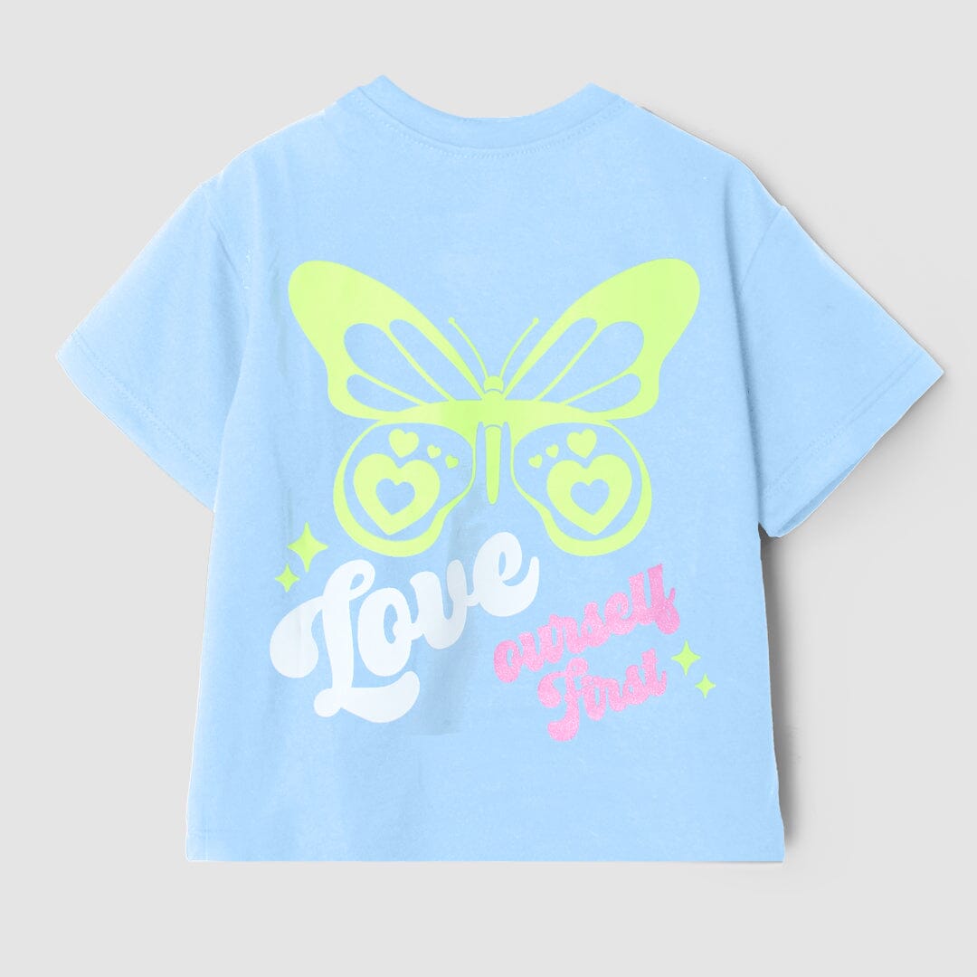 Stylish Blue Themed Girls Drop Shoulder Shirt Drop Shoulder Iluvlittlepeople 