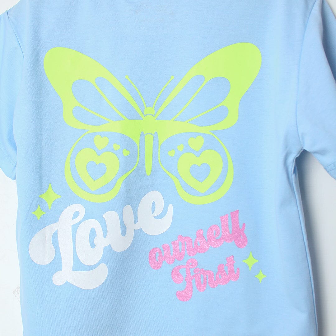 Stylish Blue Themed Girls Drop Shoulder Shirt Drop Shoulder Iluvlittlepeople 