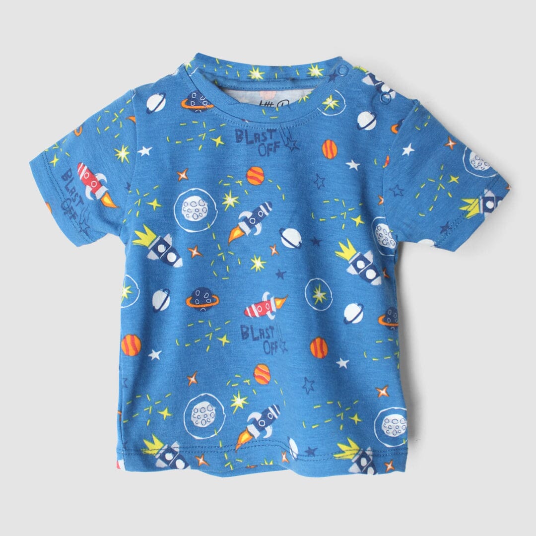 Modern Blue Themed Boys T-Shirt T-Shirt Iluvlittlepeople 3-6 Months Blue Summer