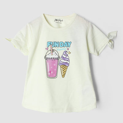 Stylish Off White Themed Girls T-Shirt T-Shirt Iluvlittlepeople 3-6 Months Off White Summer