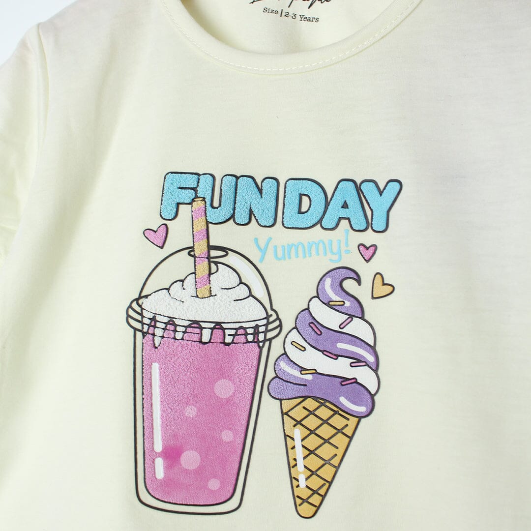 Stylish Off White Themed Girls T-Shirt T-Shirt Iluvlittlepeople 