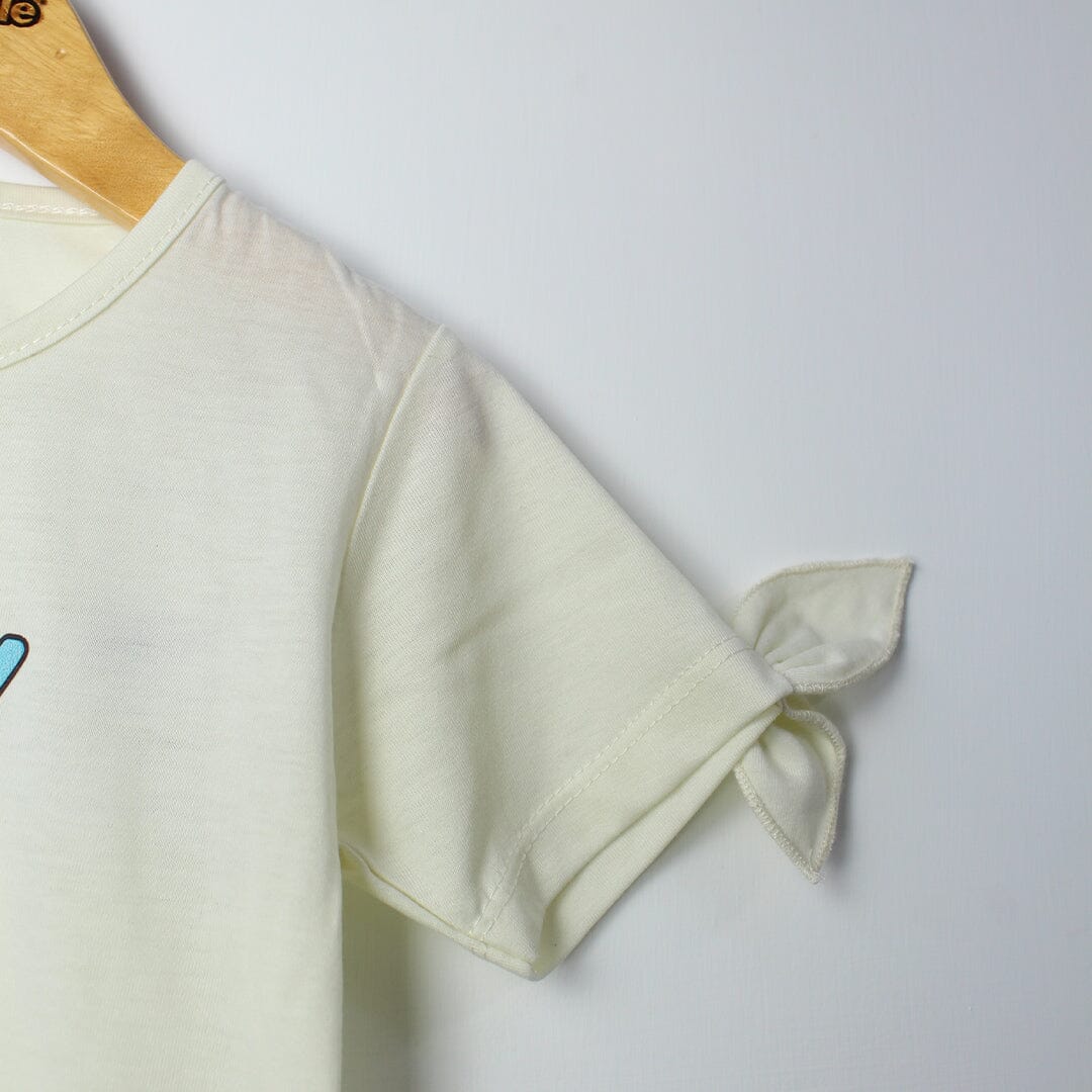 Stylish Off White Themed Girls T-Shirt T-Shirt Iluvlittlepeople 