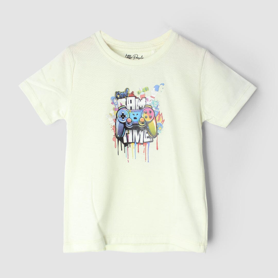 Stylish Off White Themed Boys T-Shirt T-Shirt Iluvlittlepeople 3-6 Months Off White Summer