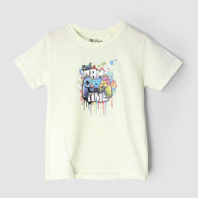 Stylish Off White Themed Boys T-Shirt T-Shirt Iluvlittlepeople 3-6 Months Off White Summer