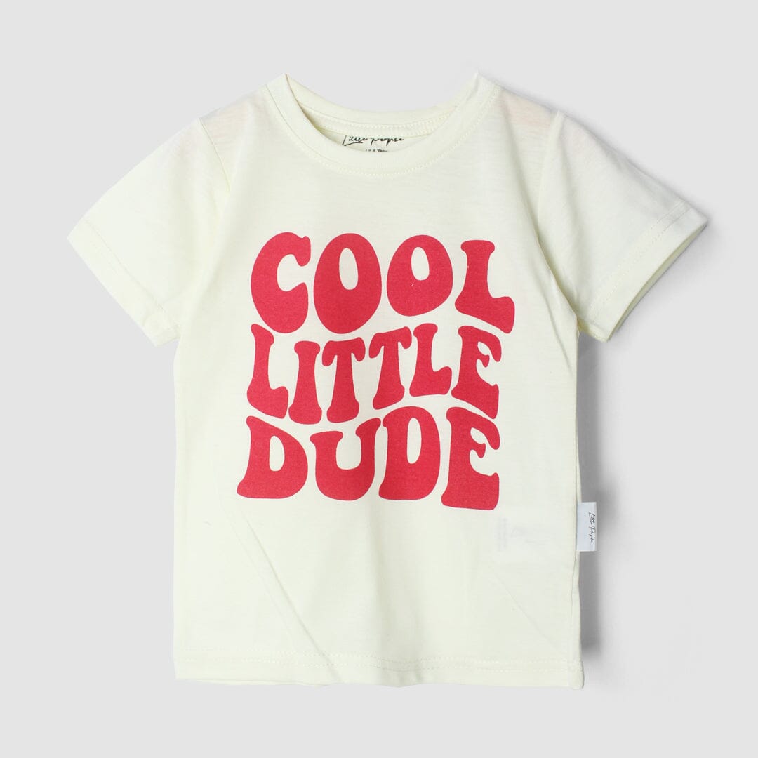Stylish Off White Themed Boys T-Shirt T-Shirt Iluvlittlepeople 3-4 Years Off White Summer