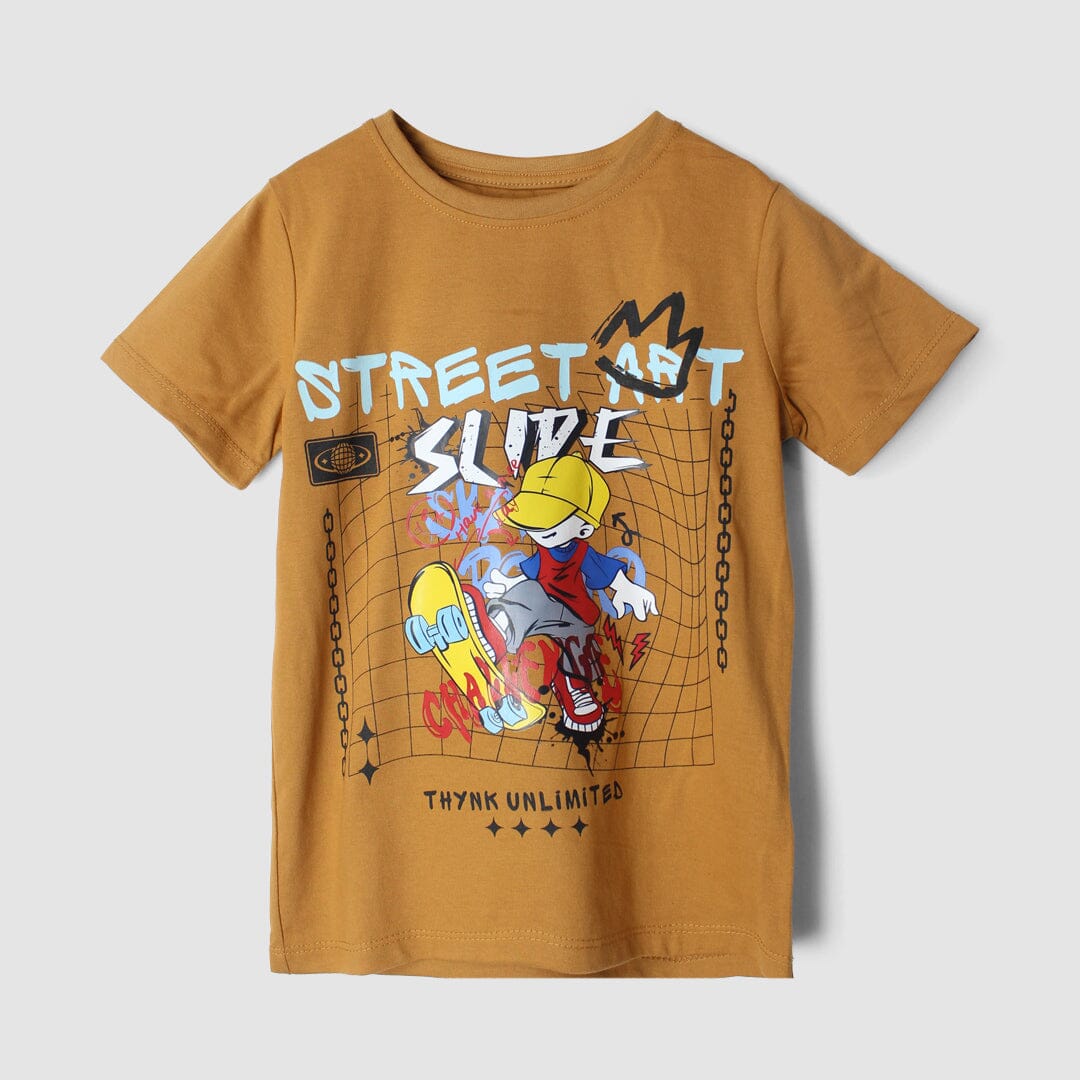 Impulse Mustard Themed Boys T-Shirt T-Shirt Iluvlittlepeople 7-8 Years Mustard Summer