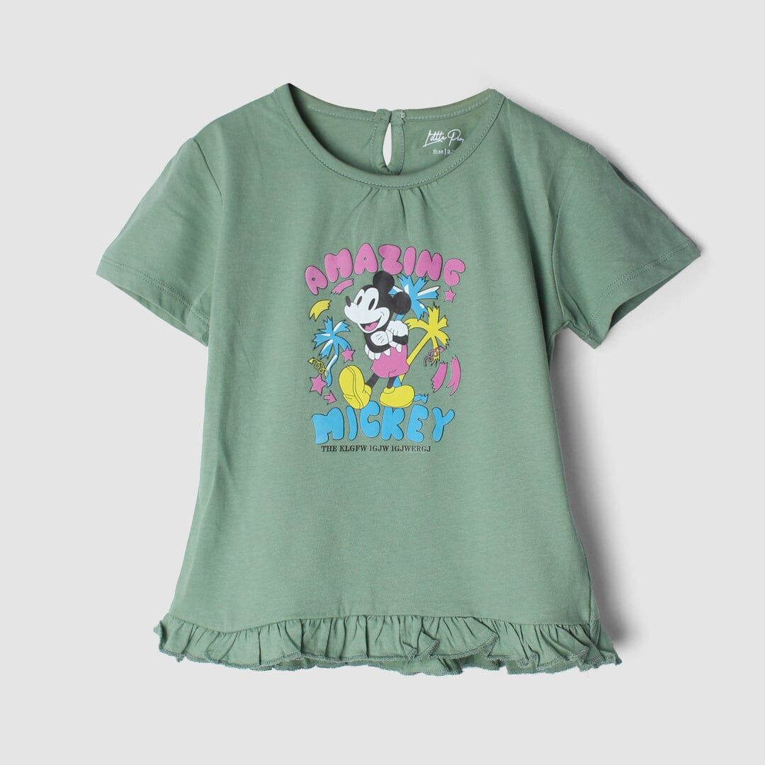 Fancy Green Themed Girls T-Shirt T-Shirt Iluvlittlepeople 3-6 Months Green Summer