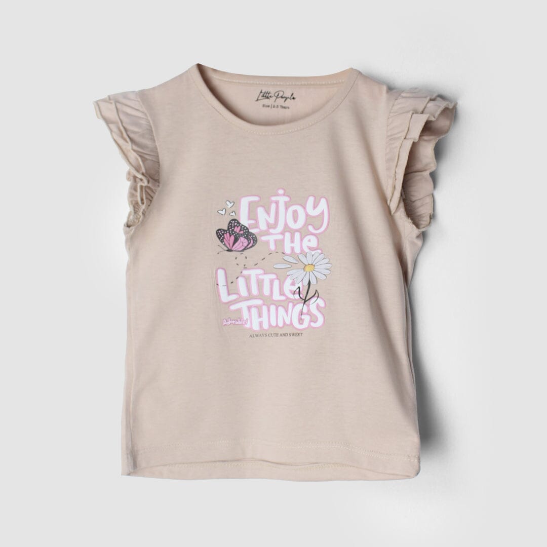 Decent Beige Themed Girls T-Shirt T-Shirt Iluvlittlepeople 3-6 Months Beige Summer