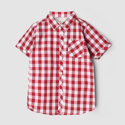 Desire Red Themed Stylish Boys Casual Shirt Casual Shirt Iluvlittlepeople 2-3 Years Red Summer