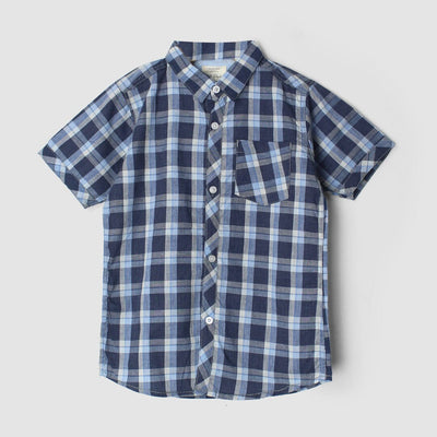 Sober Blue Themed Stylish Boys Casual Shirt Casual Shirt Iluvlittlepeople 2-3 Years Blue Summer