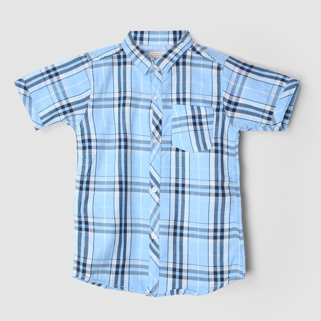 Sober Blue Themed Stylish Boys Casual Shirt Casual Shirt Iluvlittlepeople 2-3 Years Blue Summer