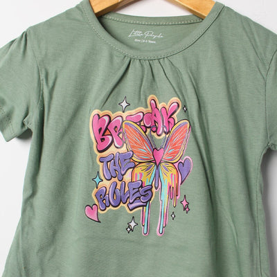 Fancy Green Themed Girls T-Shirt T-Shirt Iluvlittlepeople 