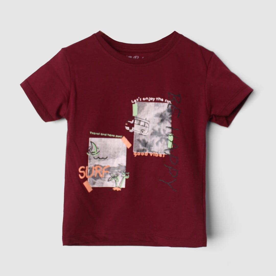 Stylish Maroon Themed Boys T-Shirt T-Shirt Iluvlittlepeople 3-6 Months Maroon Summer