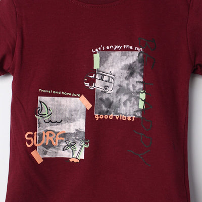 Stylish Maroon Themed Boys T-Shirt T-Shirt Iluvlittlepeople 