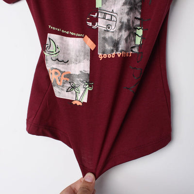 Stylish Maroon Themed Boys T-Shirt T-Shirt Iluvlittlepeople 
