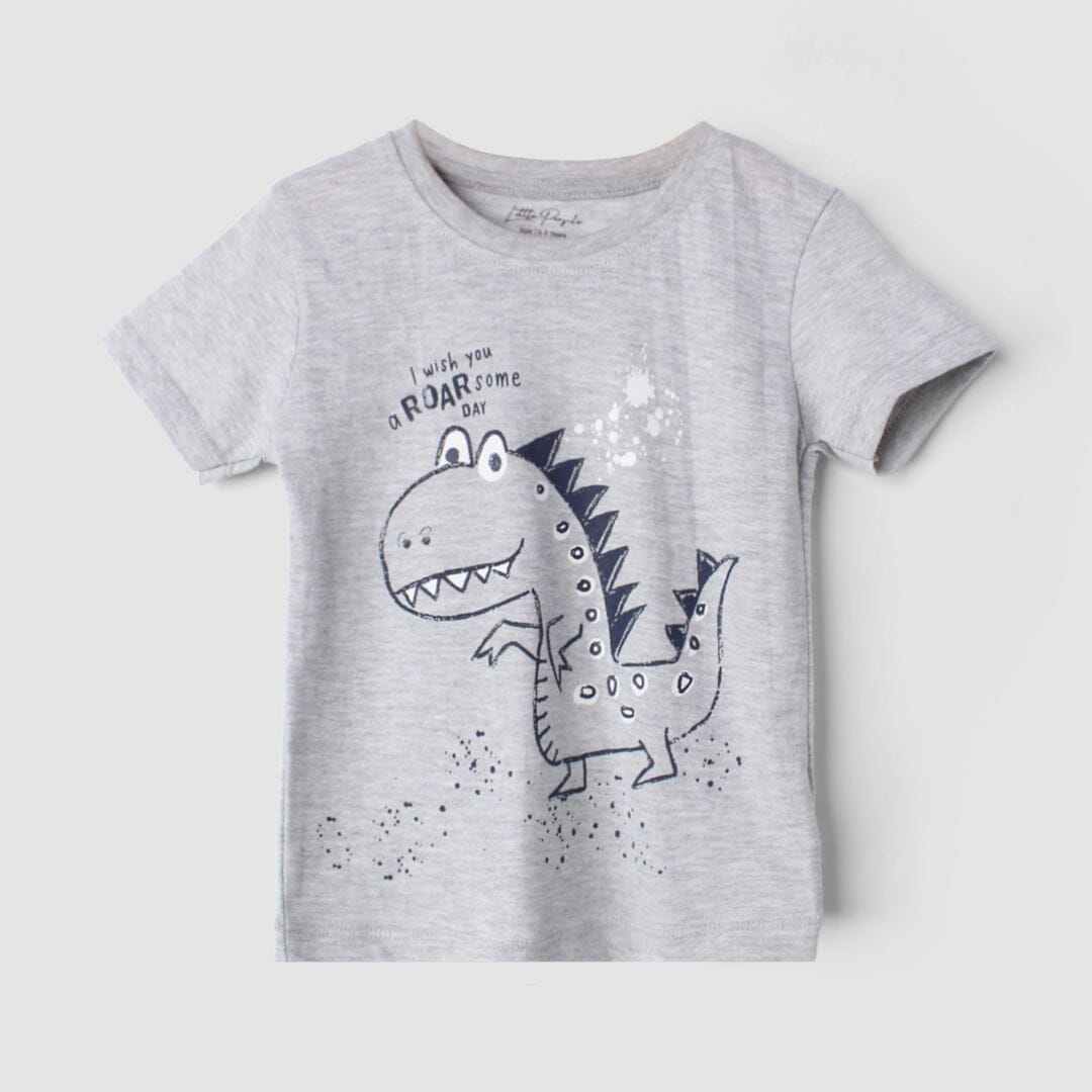 Voguish Grey Themed Boys T-Shirt T-Shirt Iluvlittlepeople 3-6 Months Grey Summer