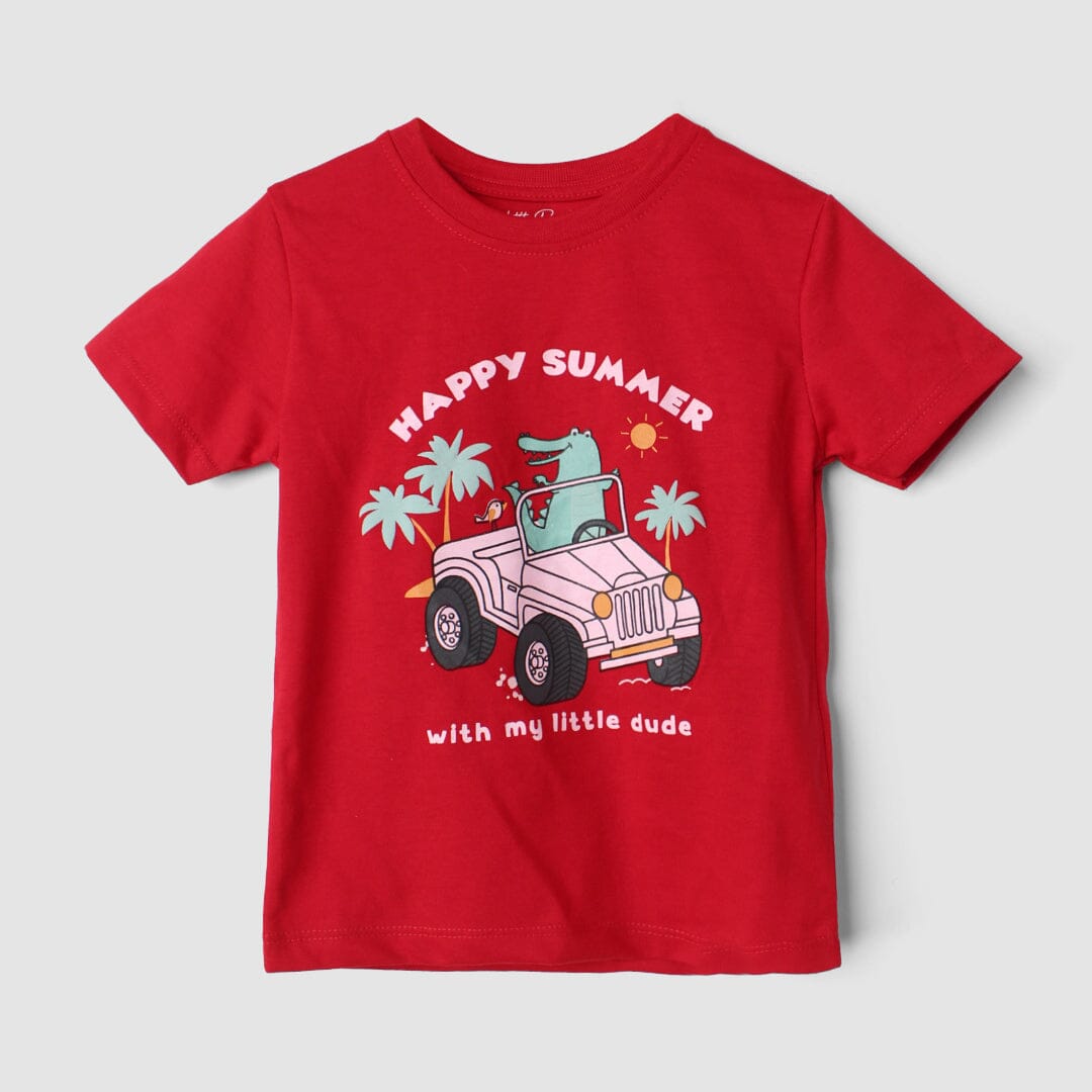 Dashing Red Themed Boys T-Shirt T-Shirt Iluvlittlepeople 3-6 Months Red Summer