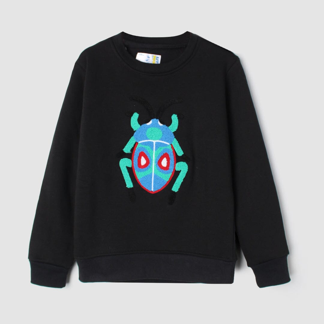 Stylish Black Themed Boys Sweatshirt Sweatshirt Iluvlittlepeople 2-3 Years Black Winter