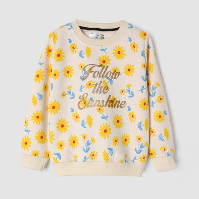 Stylish Off White Themed Girls Sweatshirt Sweatshirt Iluvlittlepeople 2-3 Years Off White Winter