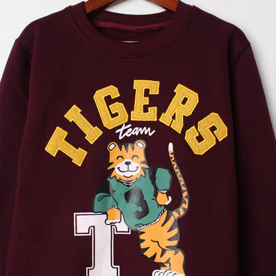 Stylish Maroon Themed Boys Sweatshirt Sweatshirt Iluvlittlepeople 