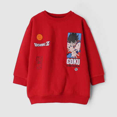 Redish Goku Themed Kids Sweatshirt Sweatshirt Iluvlittlepeople 6-9 Months Red Winter