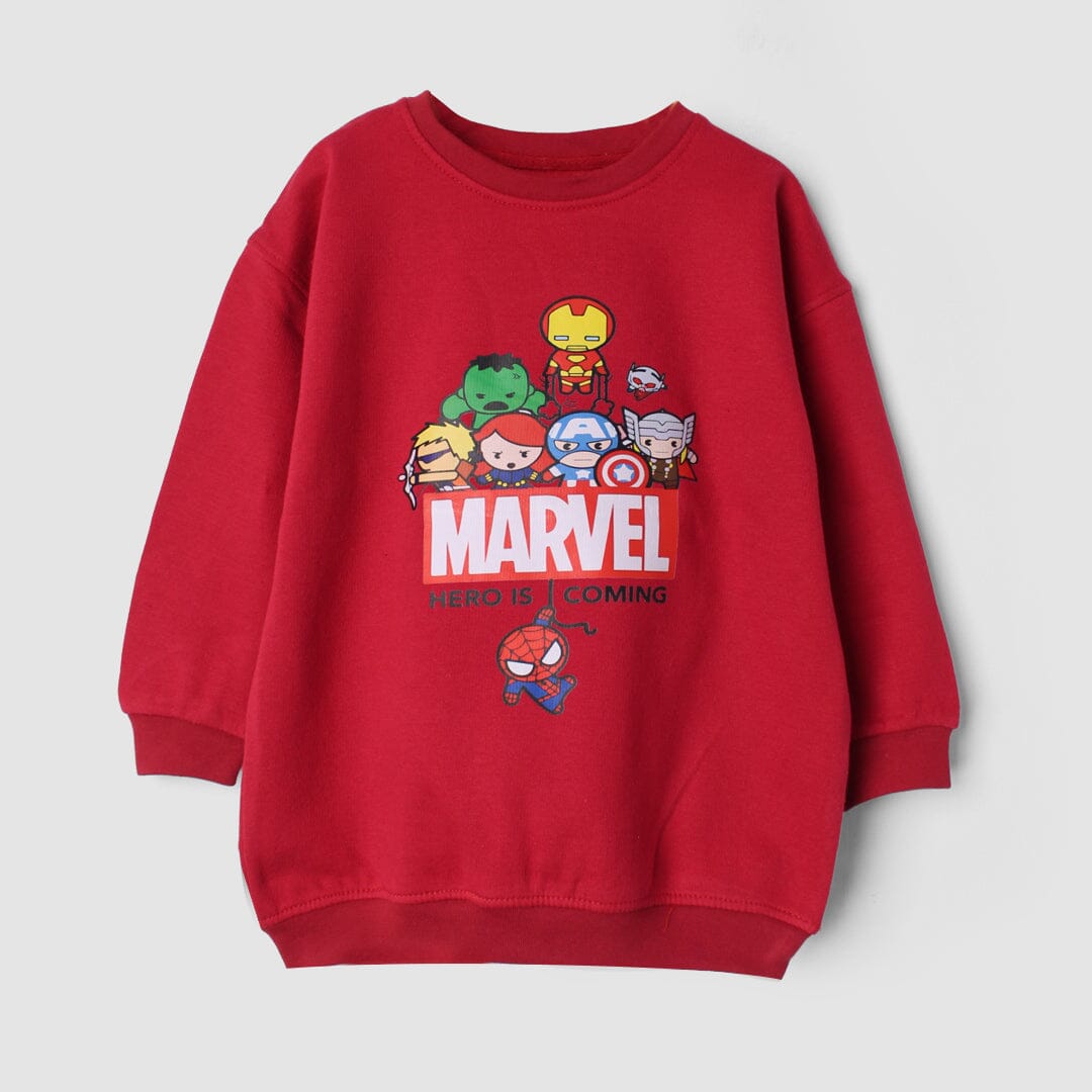 Marvel Red Themed Kids Sweatshirt Sweatshirt Iluvlittlepeople 6-9 Months Red Winter