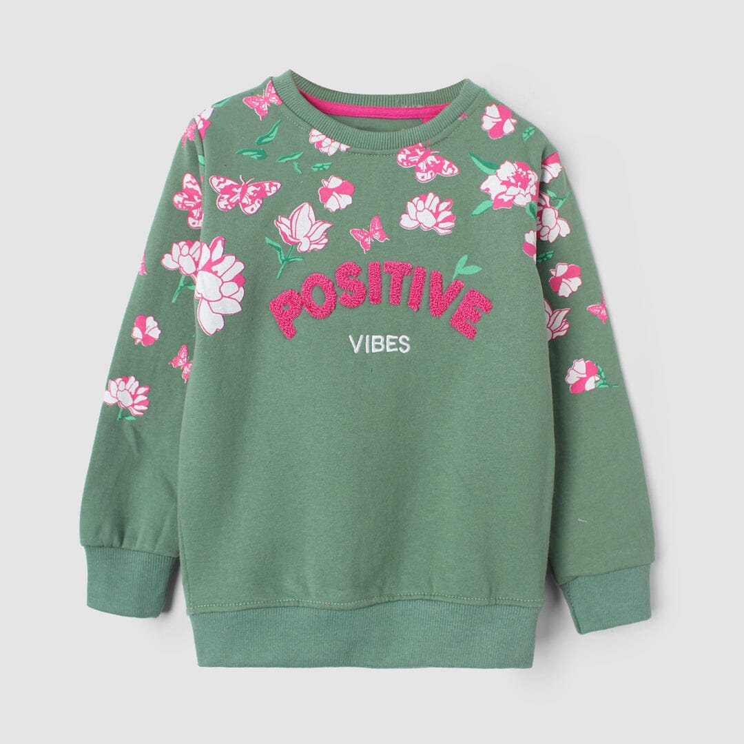Lime Green Themed Girls Sweatshirt Sweatshirt Iluvlittlepeople 2-3 Years Green Winter