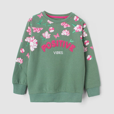 Lime Green Themed Girls Sweatshirt Sweatshirt Iluvlittlepeople 2-3 Years Green Winter