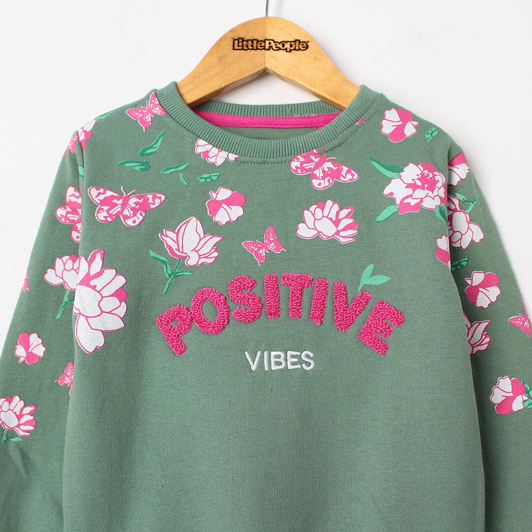 Lime Green Themed Girls Sweatshirt Sweatshirt Iluvlittlepeople 