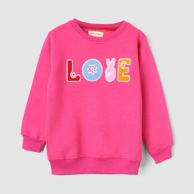 Rosy Pink Themed Girls Sweatshirt Sweatshirt Iluvlittlepeople 2-3 Years Pink Winter