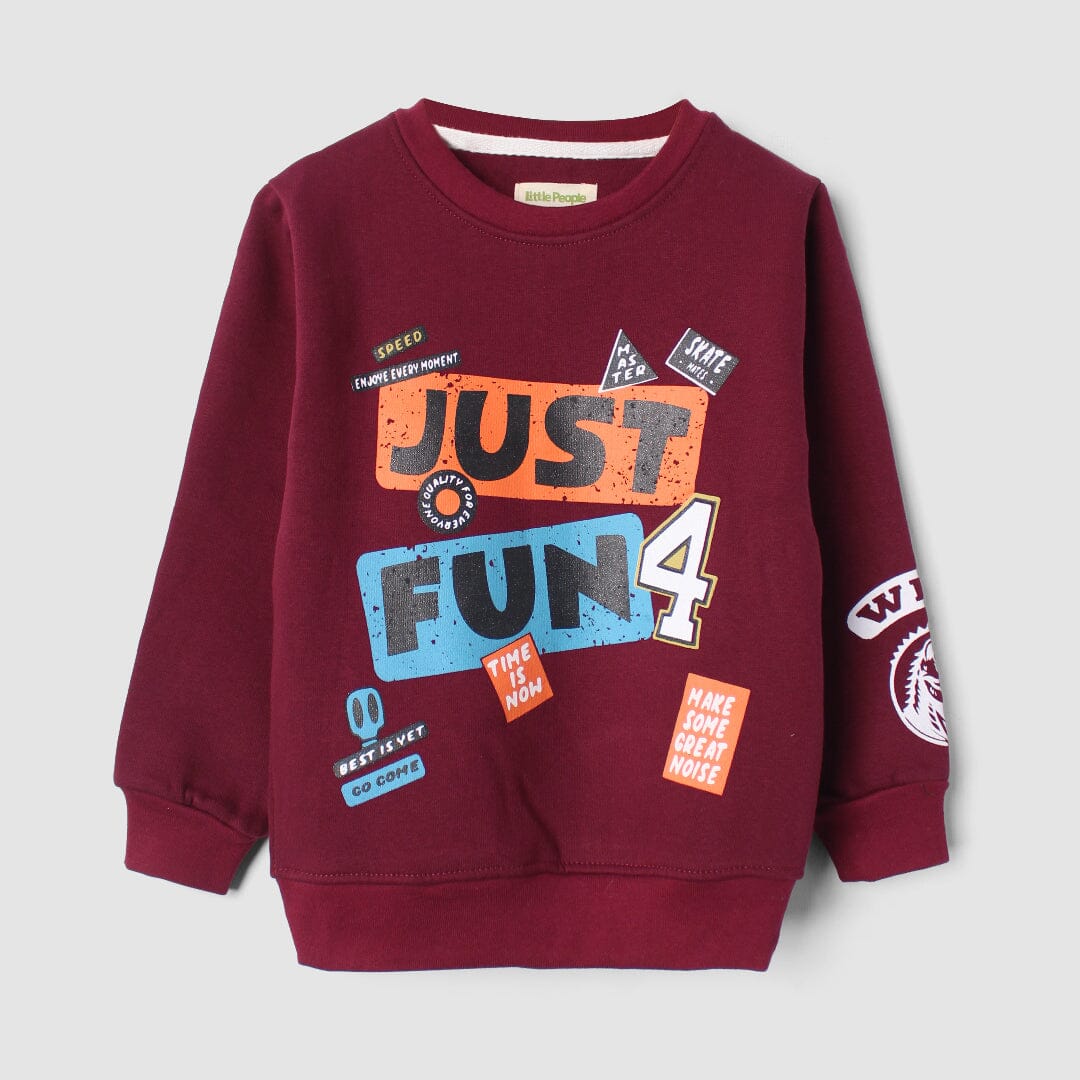 Modern Maroon Themed Kids Sweatshirt Sweatshirt Iluvlittlepeople 2-3 Years Maroon Winter