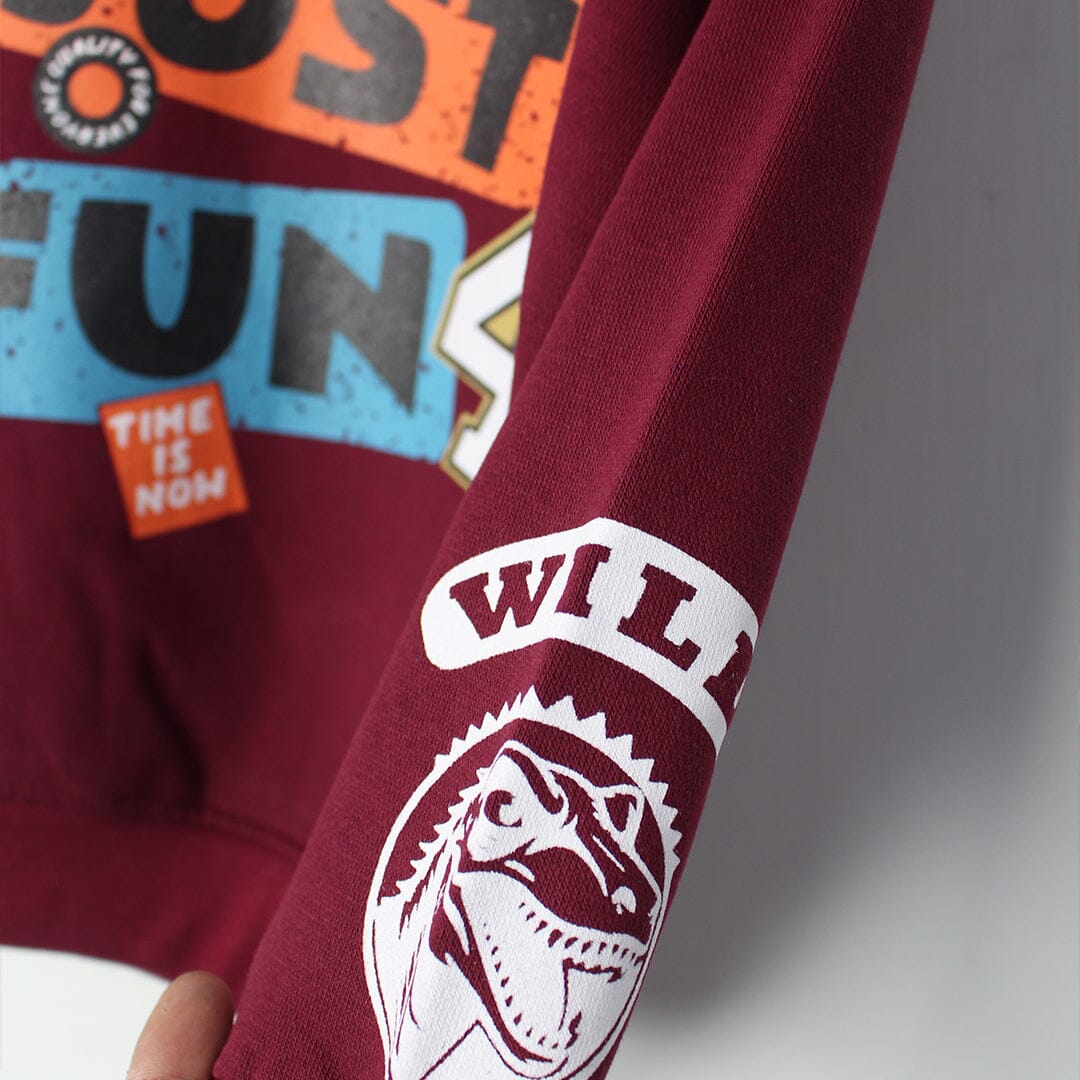 Modern Maroon Themed Kids Sweatshirt Sweatshirt Iluvlittlepeople 