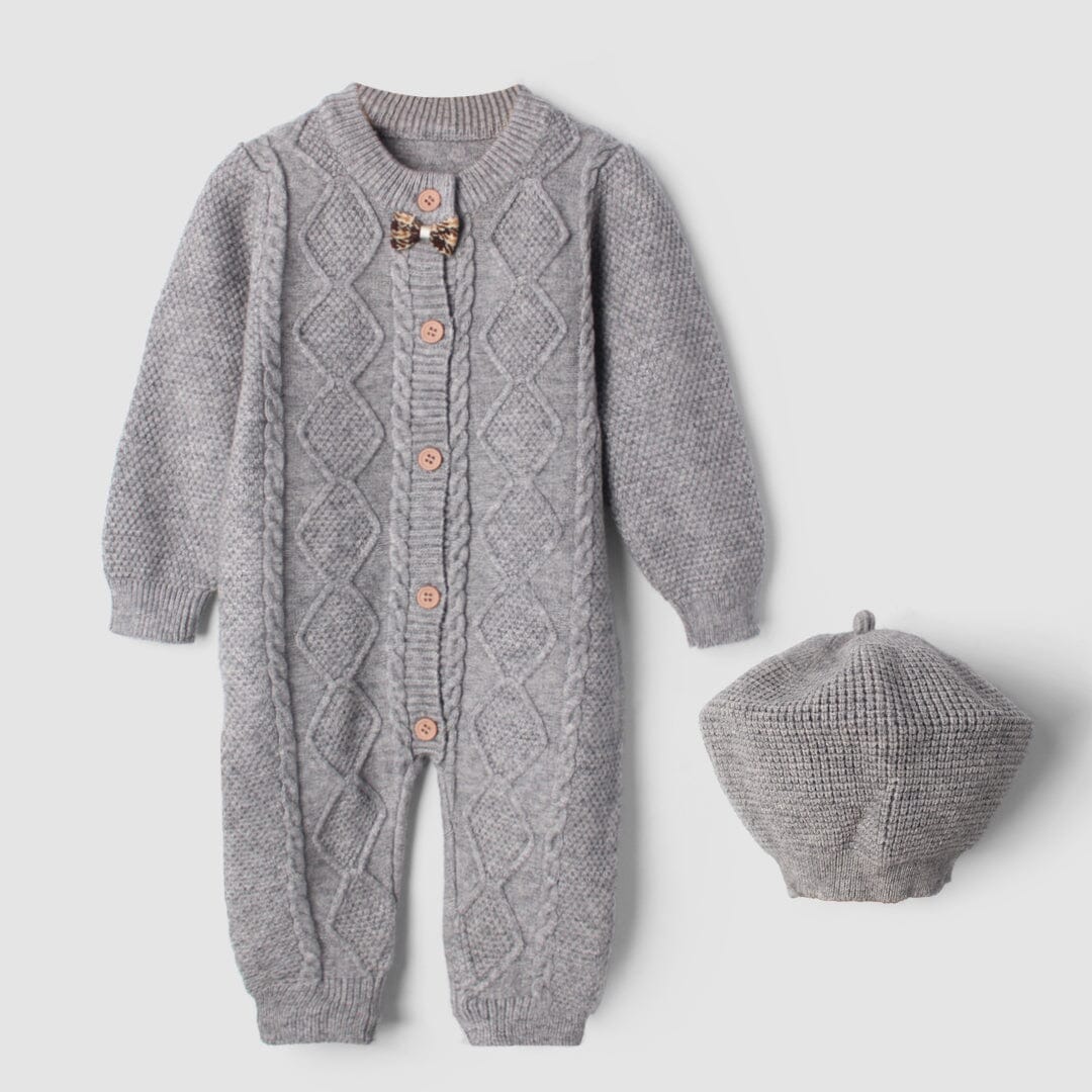 Cozy Grey Themed Winter Kids Romper Romper Iluvlittlepeople 0-3 Months Grey Winter