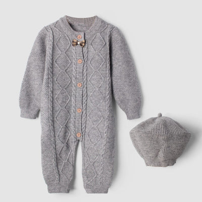 Cozy Grey Themed Winter Kids Romper Romper Iluvlittlepeople 0-3 Months Grey Winter