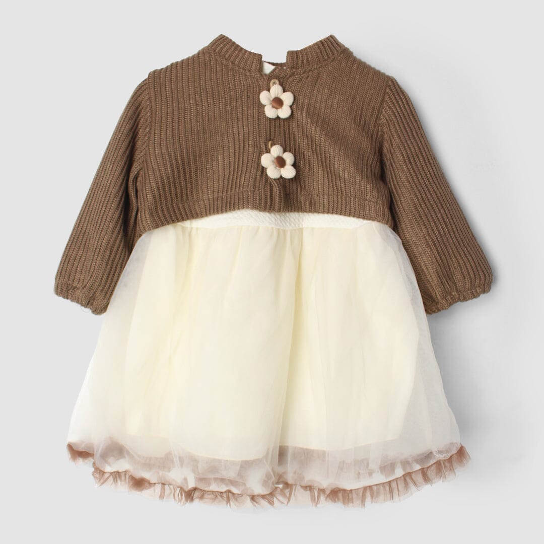 Stylish Brown Themed Girls Frock Set Frock Iluvlittlepeople 9-12 Months Brown Winter