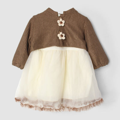 Stylish Brown Themed Girls Frock Set Frock Iluvlittlepeople 9-12 Months Brown Winter