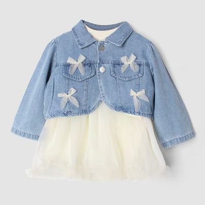 Modern Blue Themed Girls Frock Set Frock Iluvlittlepeople 18-24 Months Blue Winter