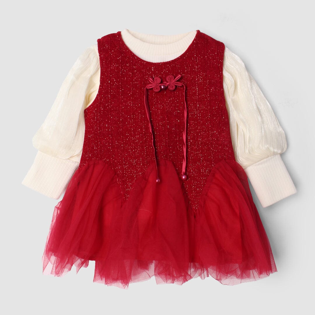 Modern Maroon Themed Girls Frock Set Frock Iluvlittlepeople 6-9 Months Maroon Winter