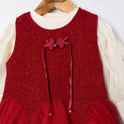 Modern Maroon Themed Girls Frock Set Frock Iluvlittlepeople 