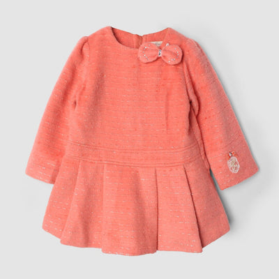 Stylish Peach Themed Girls Frock Frock Iluvlittlepeople 2-3 Years Peach Winter