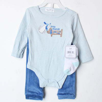 Saxe Blue Winter 2Pc Kids Romper Set Romper Set Iluvlittlepeople 