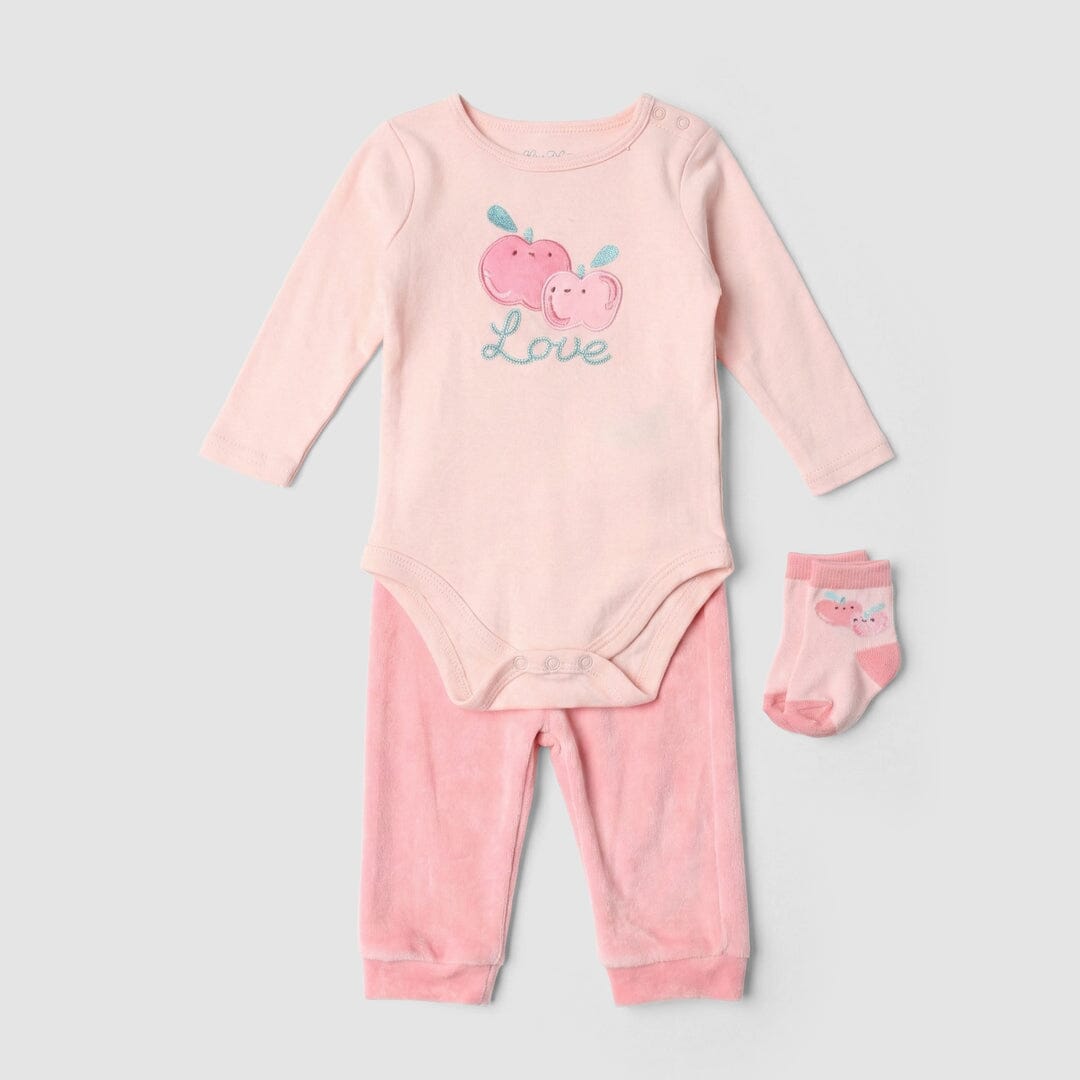 Stylish Pink Winter Girls 2Pc Romper Set Romper Set Iluvlittlepeople 0-3 Months Pink Winter