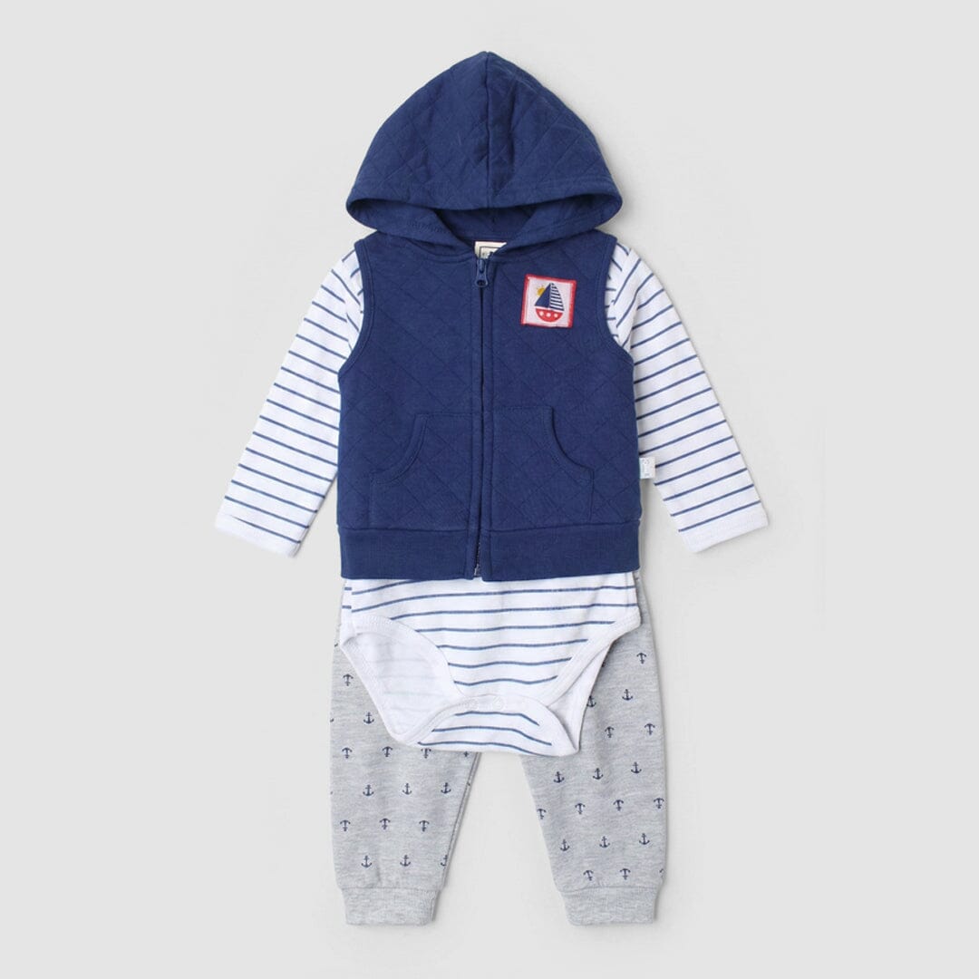 Stylish 3Pc Blue Themed Set For Boys 3Pc Boys Iluvlittlepeople 0-3 Months Winter Blue