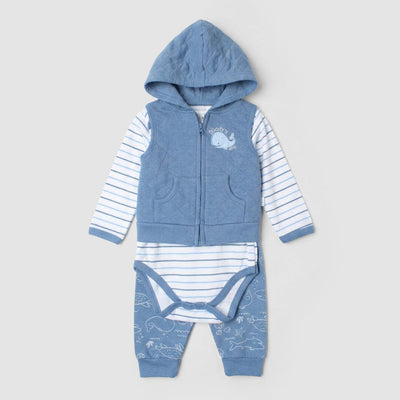 Stylish 3Pc Blue Themed Set For Boys 3Pc Boys Iluvlittlepeople 0-3 Months Winter Blue
