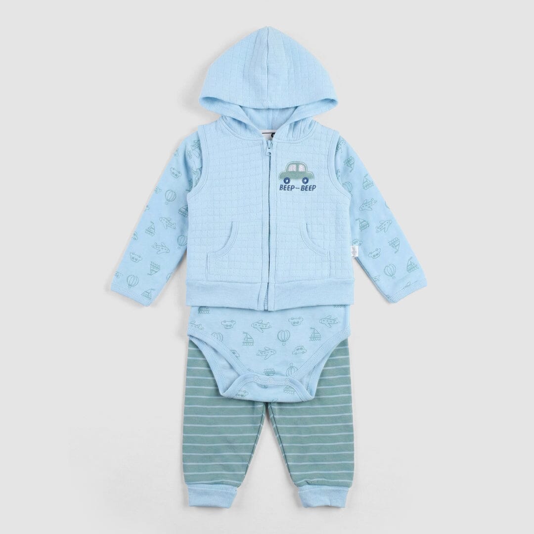 Modern 3Pc Blue Themed Set For Boys 3Pc Boys Iluvlittlepeople 0-3 Months Winter Blue