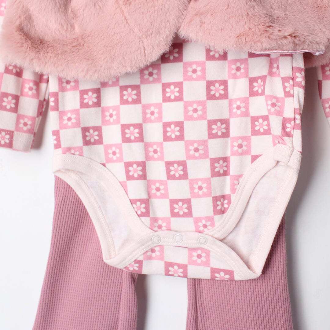 Elegant Pink Winter Girls 3Pc Romper Set Romper Set Iluvlittlepeople 